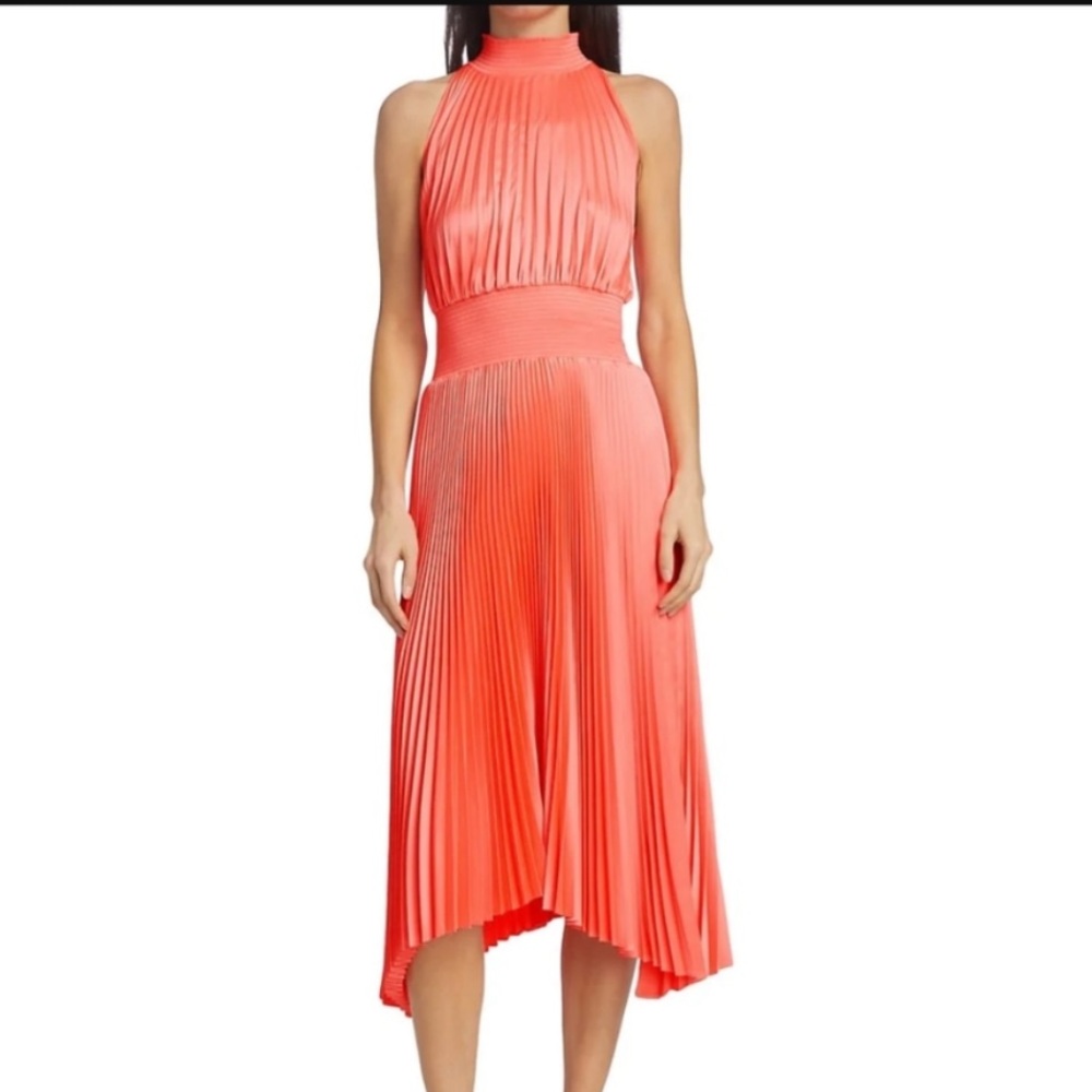 A.L.C Halter Neck Pleated Coral Dress Size 0